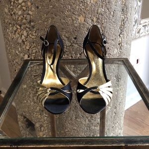 Enzo Angiolini dressy black and gold sandal